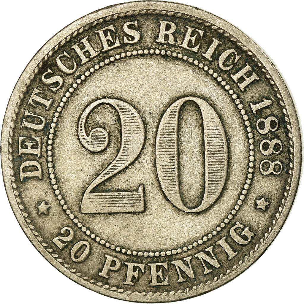 Coin, GERMANY - EMPIRE, Wilhelm I, 20 Pfennig, 1888, Munich, EF(40-45)