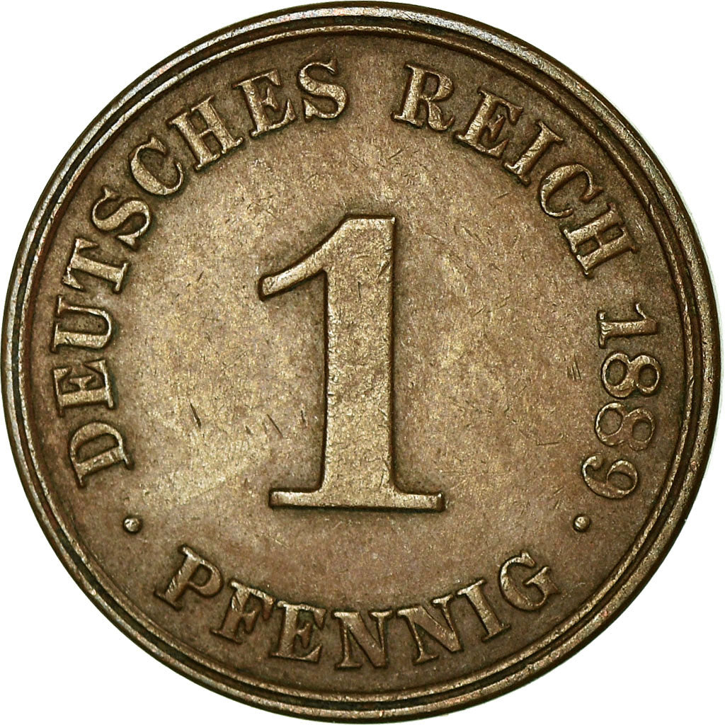 Coin, GERMANY - EMPIRE, Wilhelm I, Pfennig, 1889, Hamburg, EF(40-45), Copper