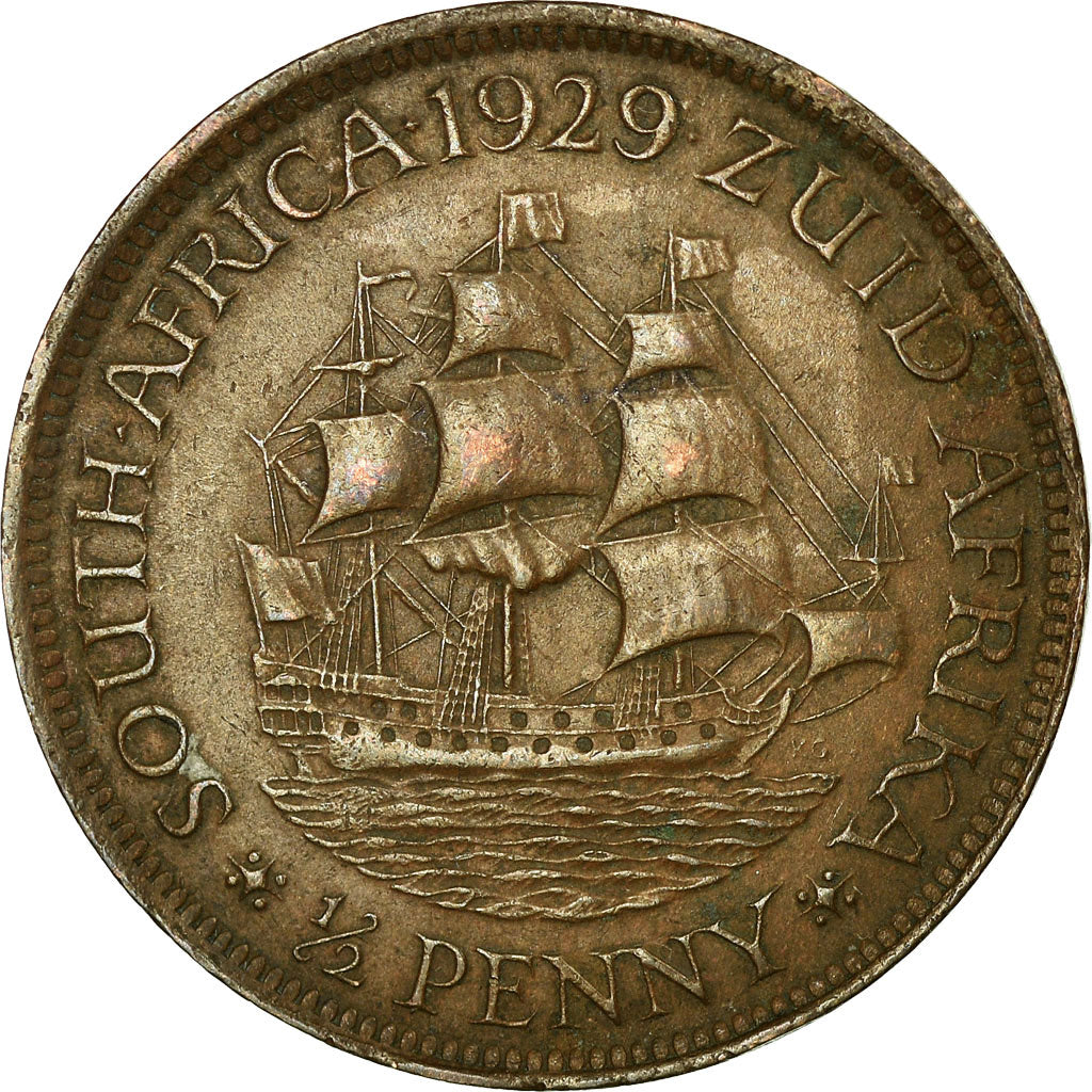 Coin, South Africa, George V, 1/2 Penny, 1929, EF(40-45), Bronze, KM:13.2