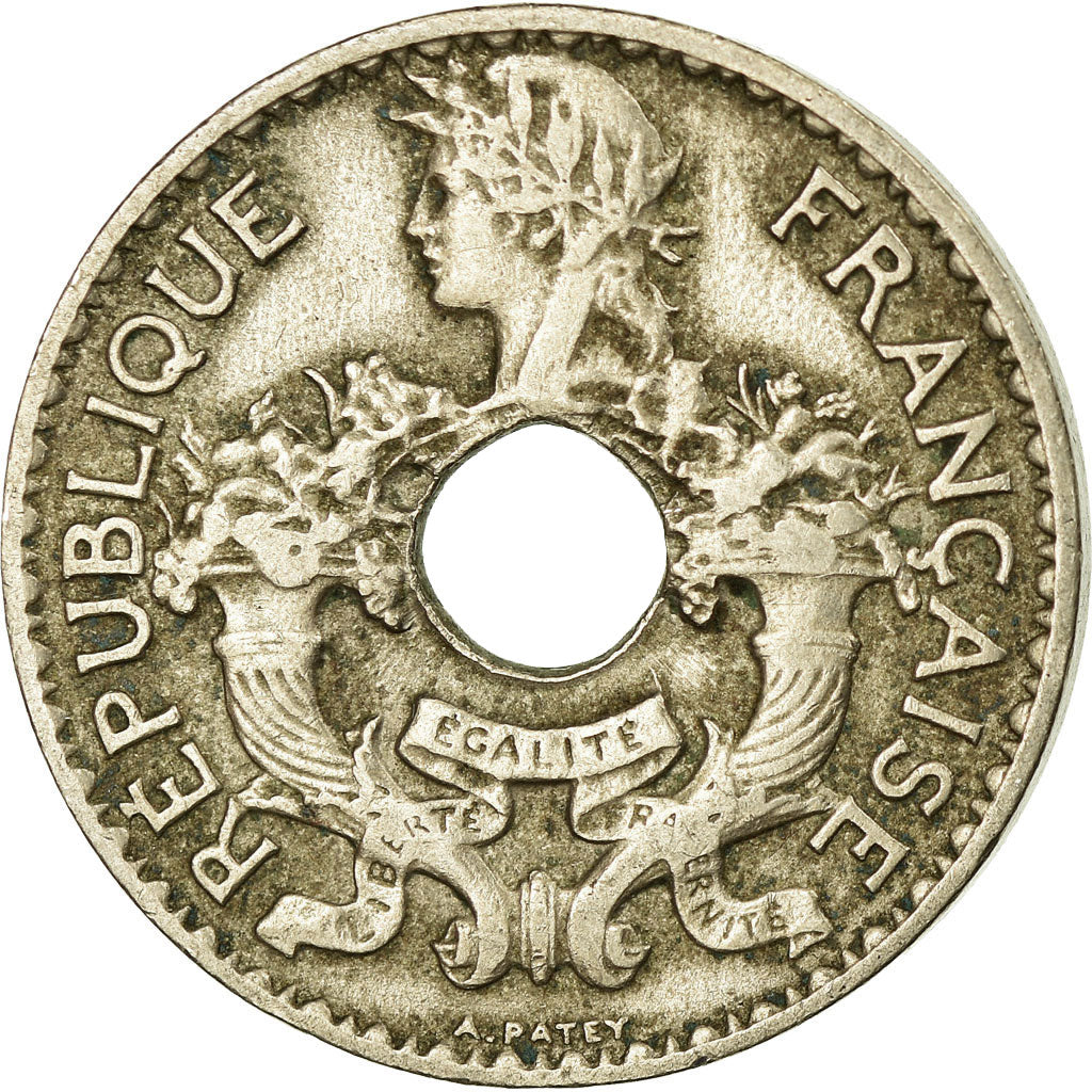 Coin, FRENCH INDO-CHINA, 5 Cents, 1925, Paris, EF(40-45), Copper-nickel, KM:18