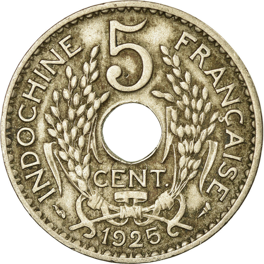 Coin, FRENCH INDO-CHINA, 5 Cents, 1925, Paris, EF(40-45), Copper-nickel, KM:18