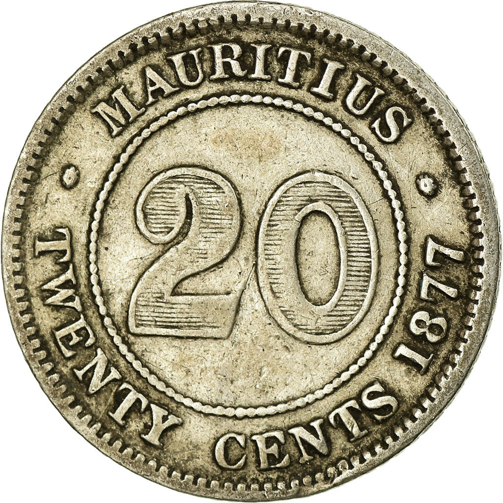 Monnaie, Mauritius, 20 Cents, 1877, TB+, Argent, KM:11.1