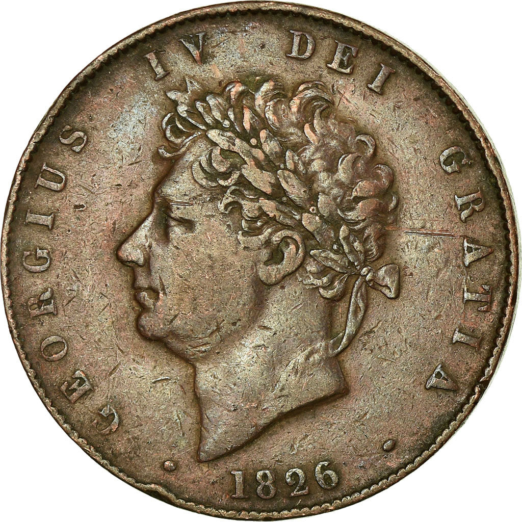 Coin, Great Britain, George IV, 1/2 Penny, 1826, EF(40-45), Copper, KM:692