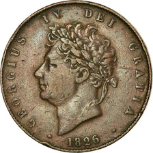 Coin, Great Britain, George IV, 1/2 Penny, 1826, EF(40-45), Copper, KM:692