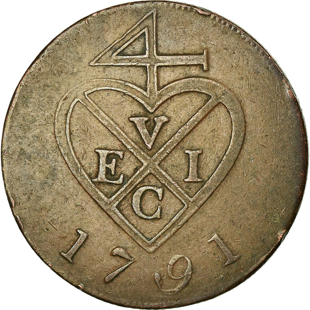 Monnaie, INDIA-BRITISH, BOMBAY PRESIDENCY, 1-1/2 Pice, 6 Reas, 1791, TB+