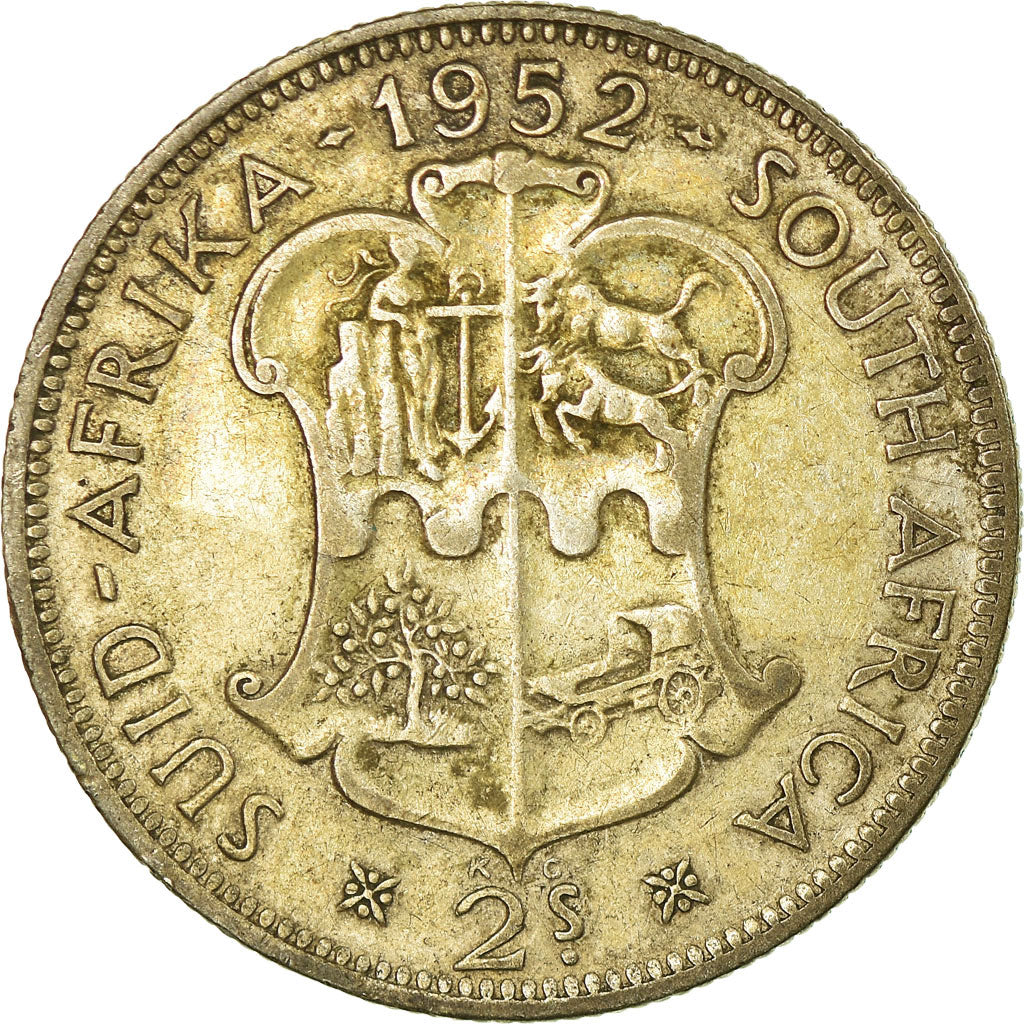 Coin, South Africa, George VI, 2 Shillings, 1952, VF(30-35), Silver, KM:38.2