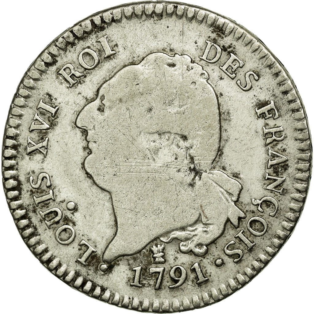 Moneda, Francia, 30 sols françois, 30 Sols, 1791, Limoges, BC+, Plata