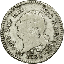 Moneda, Francia, 30 sols françois, 30 Sols, 1791, Limoges, BC+, Plata