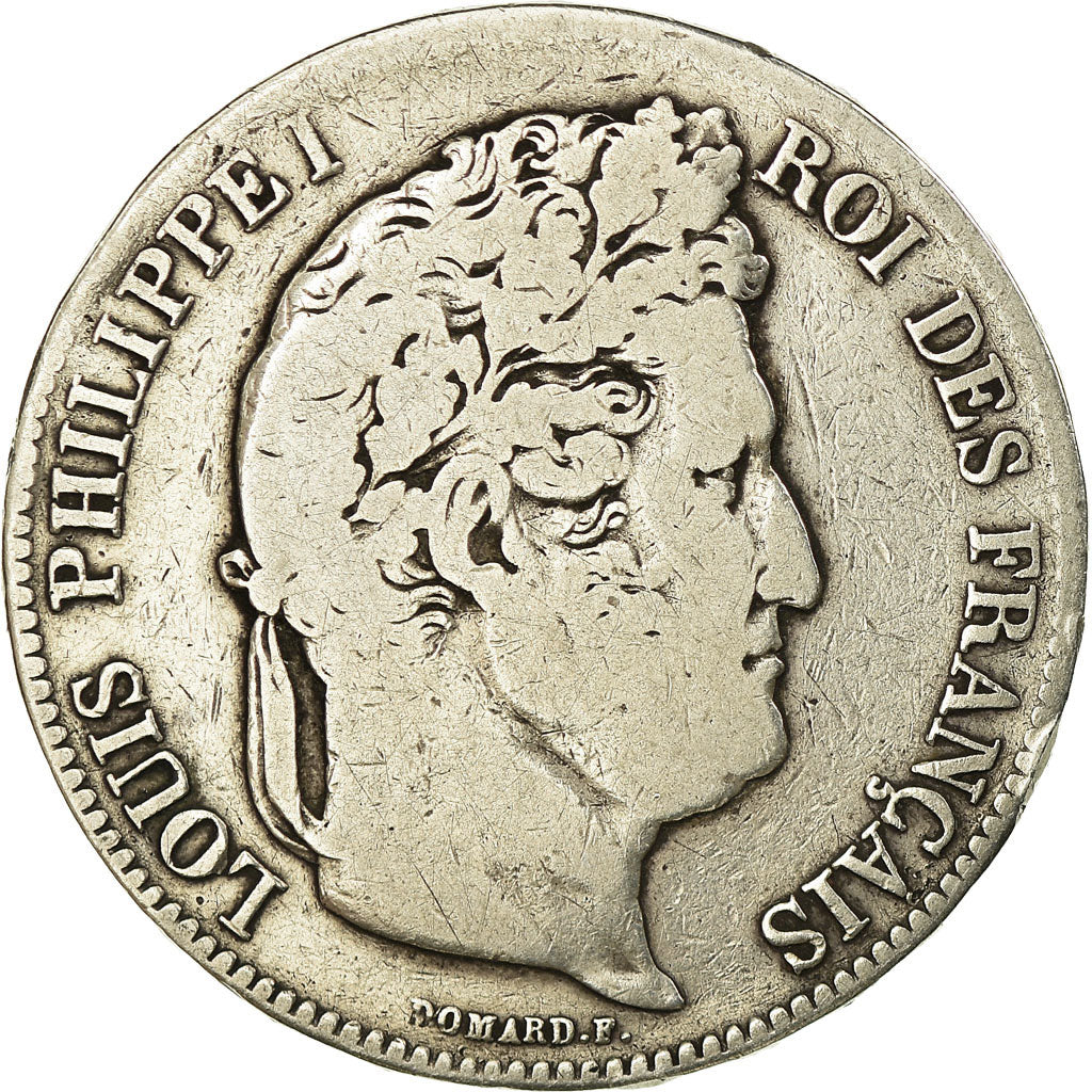 Moneta, Francia, Louis-Philippe, 5 Francs, 1832, Marseille, MB, Argento