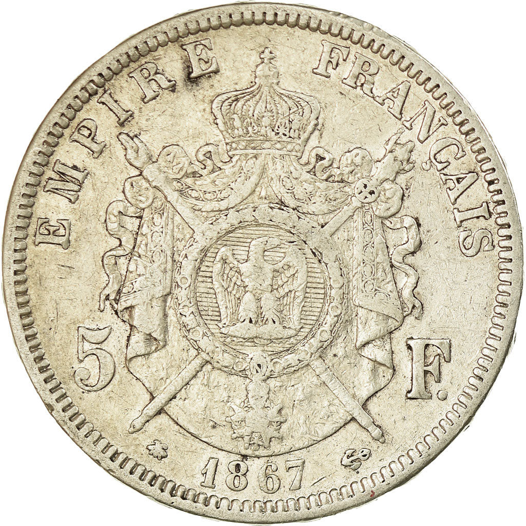 Monnaie, France, Napoleon III, Napoléon III, 5 Francs, 1867, Paris, TB+