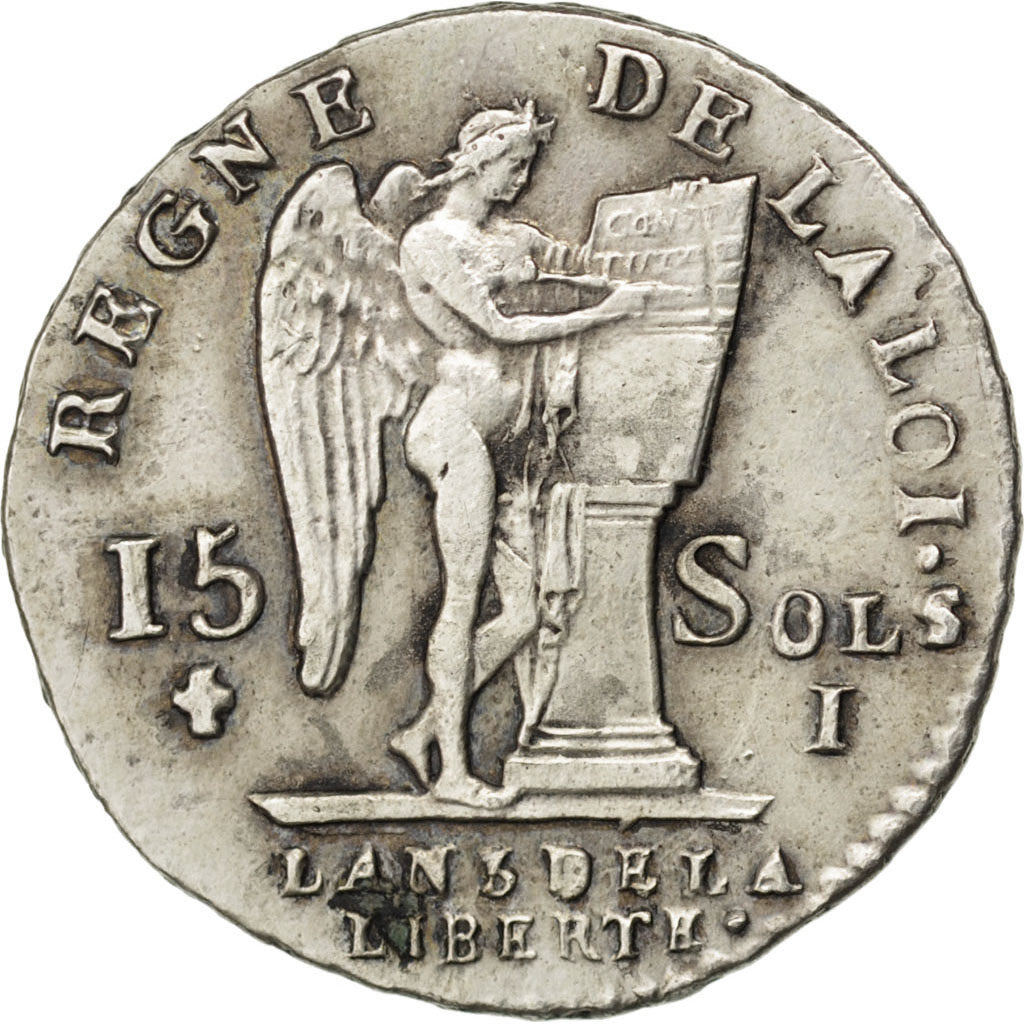 FRANCE, 15 sols françois, 15 Sols, 1/8 ECU, 1791, Limoges, KM #604.5, AU(50-53),