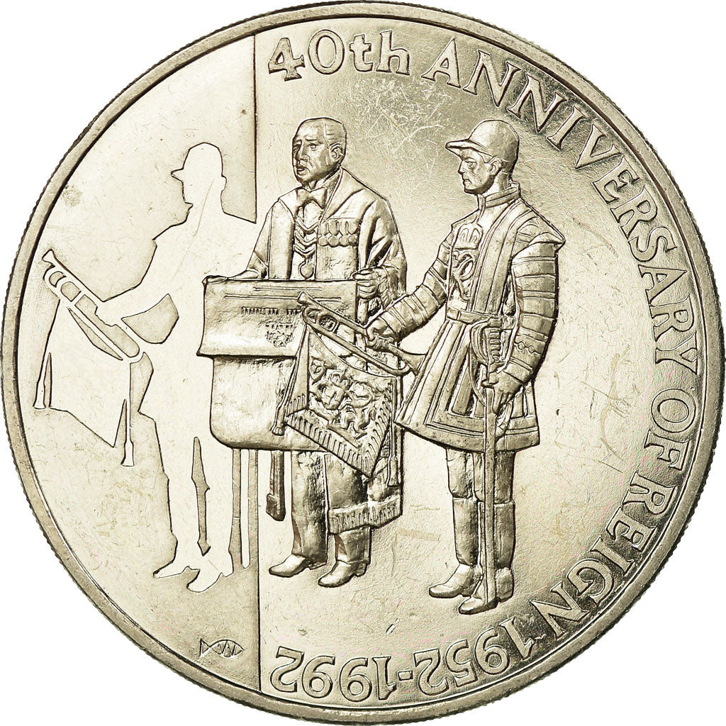 Coin, Falkland Islands, Elizabeth II, 50 Pence, 1992, EF(40-45), Copper-nickel