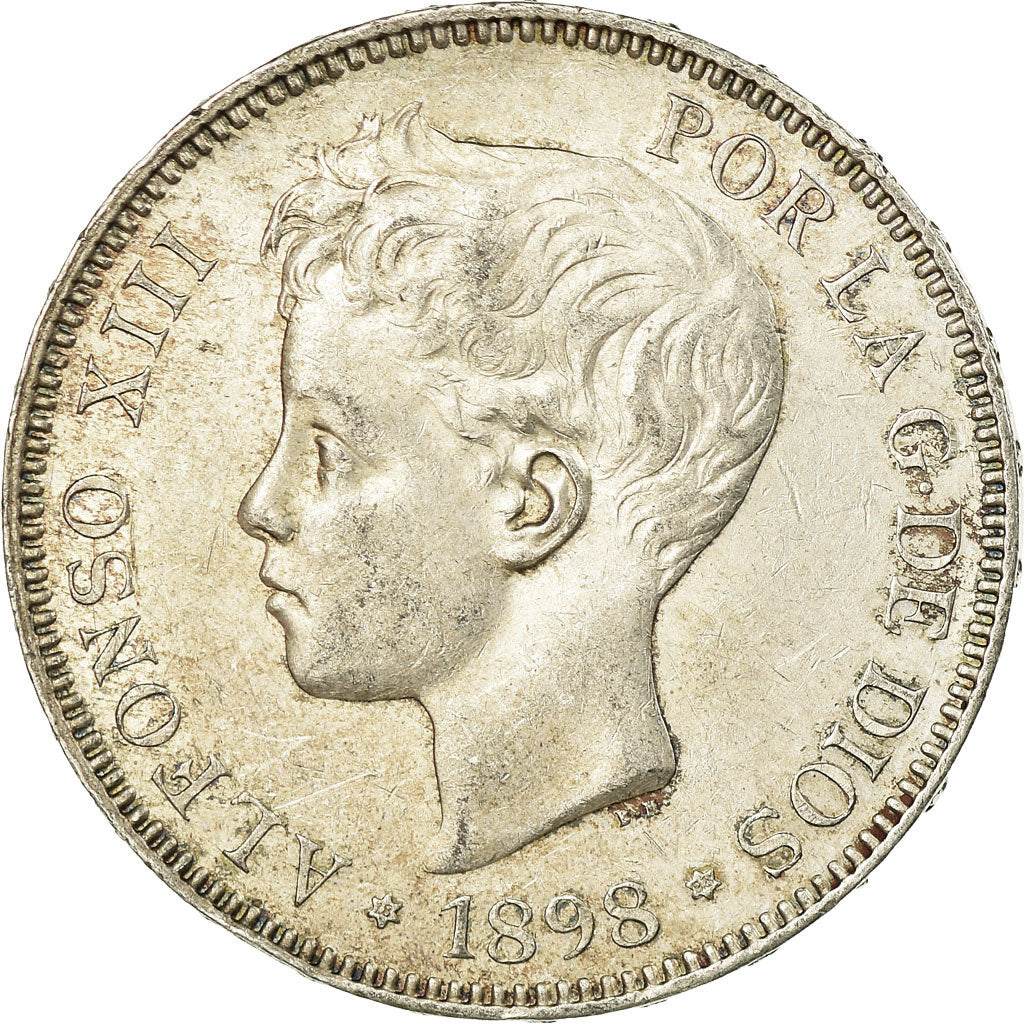 Monnaie, Espagne, Alfonso XIII, 5 Pesetas, 1898, Madrid, TTB, Argent, KM:707