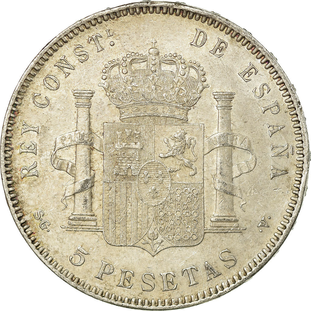 Monnaie, Espagne, Alfonso XIII, 5 Pesetas, 1898, Madrid, TTB, Argent, KM:707