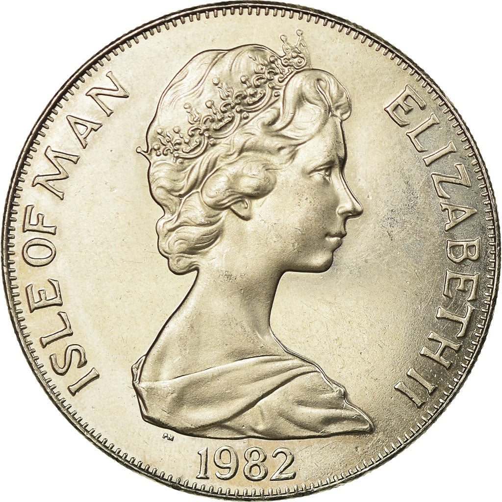 Coin, Isle of Man, Elizabeth II, Crown, 1982, Pobjoy Mint, EF(40-45), Silver