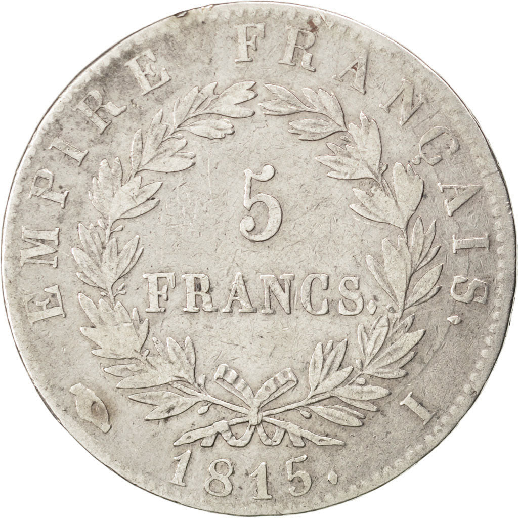 FRANCE, Napoléon I, 5 Francs, 1815, Limoges, KM #704.4, AU(50-53), Silver, G...