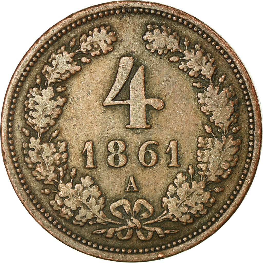 Monnaie, Autriche, Franz Joseph I, 4 Kreuzer, 1861, TTB, Cuivre, KM:2194