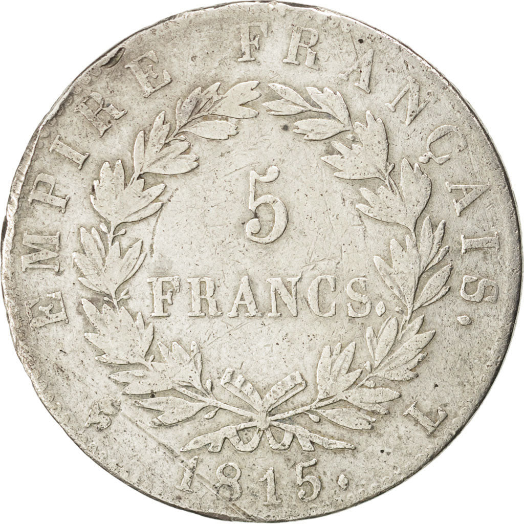 FRANCE, Napoléon I, 5 Francs, 1815, Bayonne, KM #704.5, VF(30-35), Silver, G...