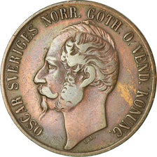 Moneta, Szwecja, Oscar I, 5 Öre, 1857, EF(40-45), Bronze, KM:690