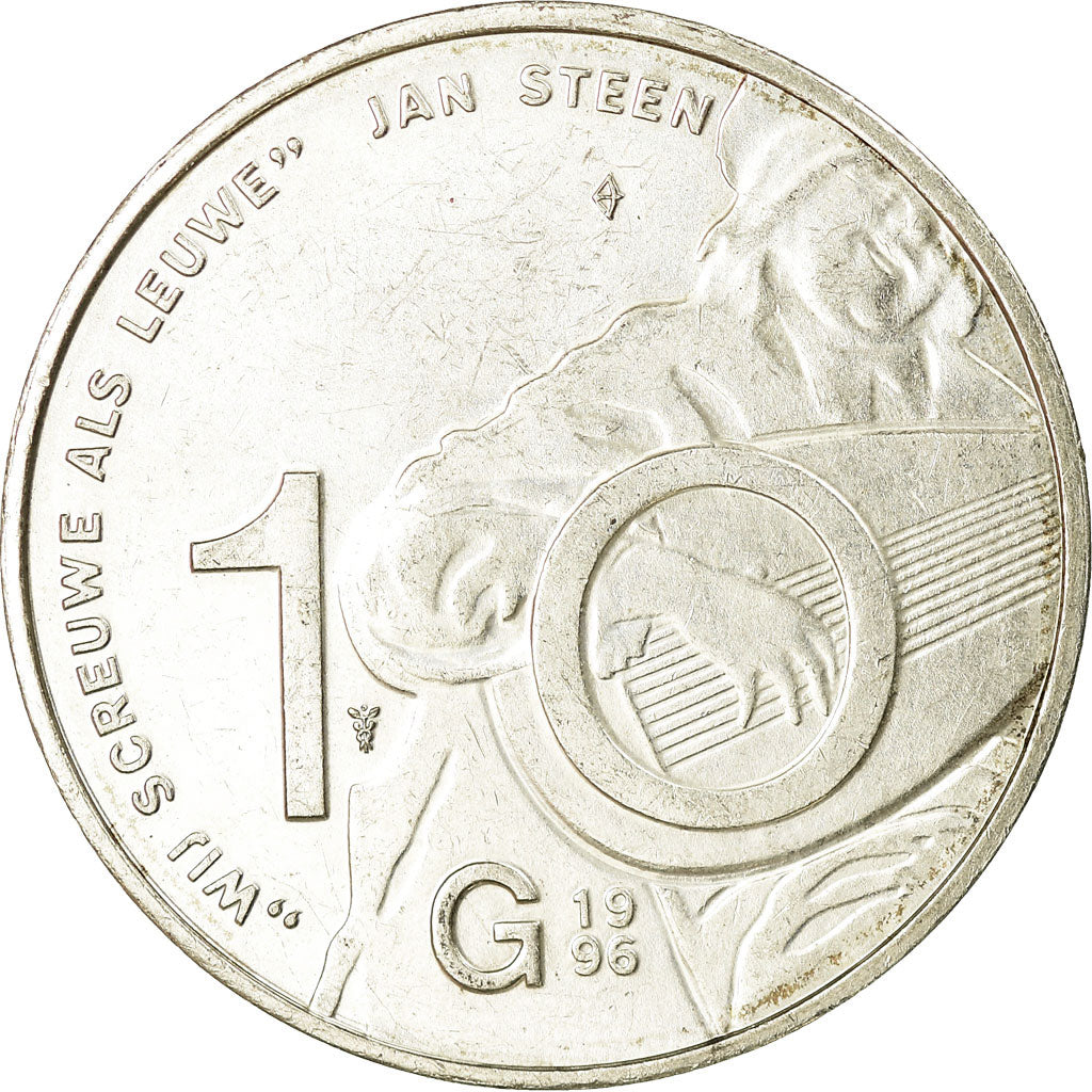 Coin, Netherlands, Beatrix, 10 Gulden, 1996, AU(55-58), Silver, KM:223