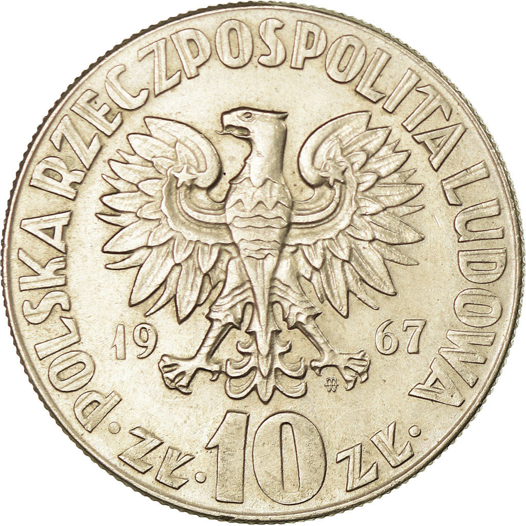 Coin, Poland, 10 Zlotych, 1967, Warsaw, MS(63), Copper-nickel, KM:51a