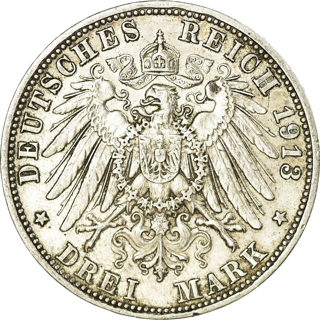 Monnaie, Etats allemands, BAVARIA, Otto, 3 Mark, 1913, Munich, TTB+, Argent