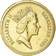 Coin, Gibraltar, Elizabeth II, Pound, 1989, EF(40-45), Nickel-brass, KM:32