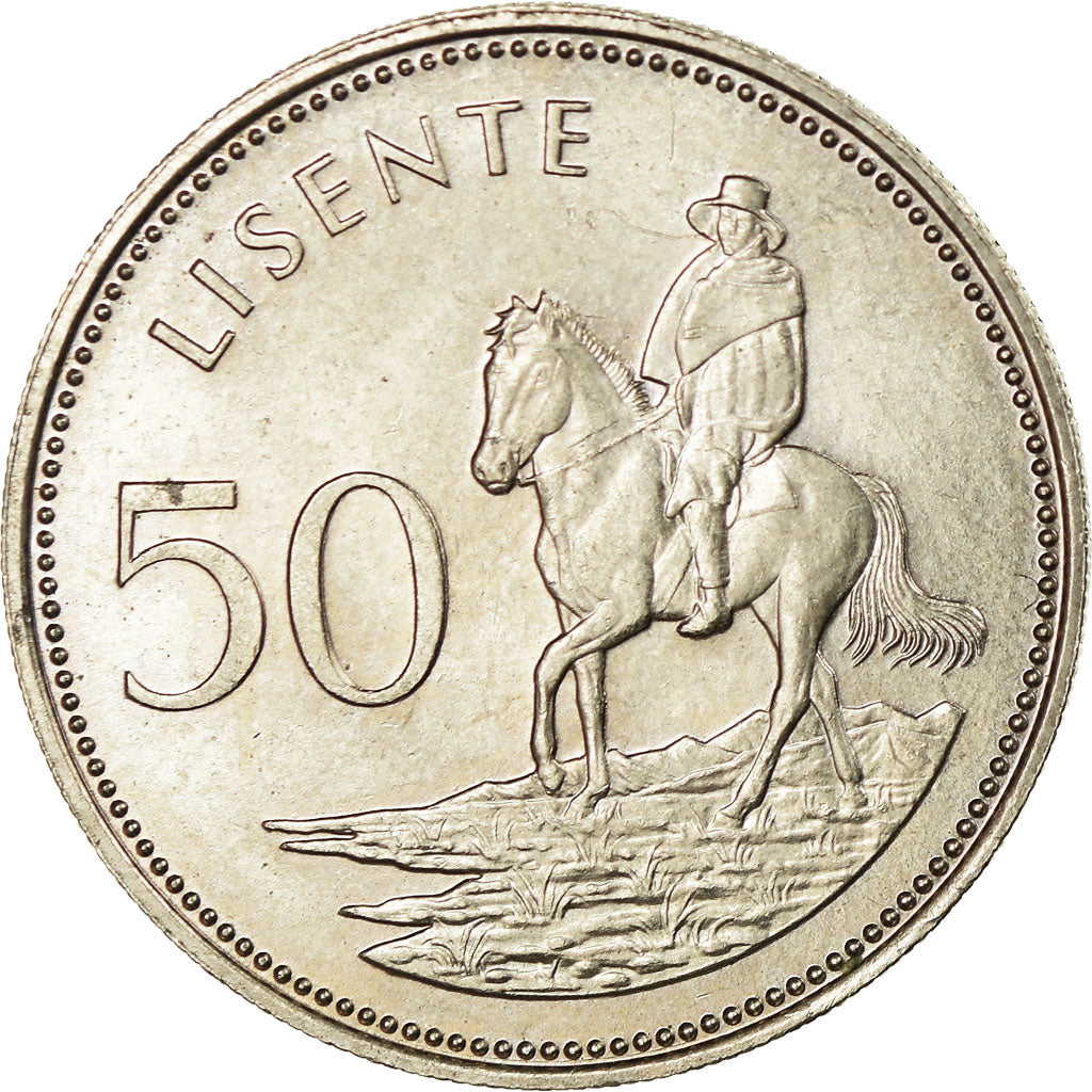Coin, Lesotho, Moshoeshoe II, 50 Licente, Lisente, 1983, AU(55-58)