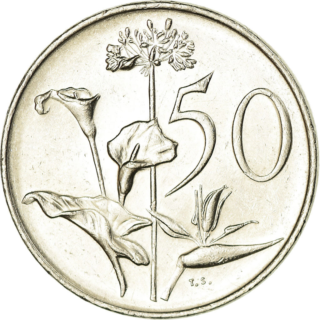 Coin, South Africa, 50 Cents, 1989, AU(55-58), Nickel, KM:87