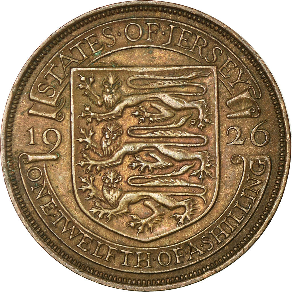 Coin, Jersey, George V, 1/12 Shilling, 1926, EF(40-45), Bronze, KM:14