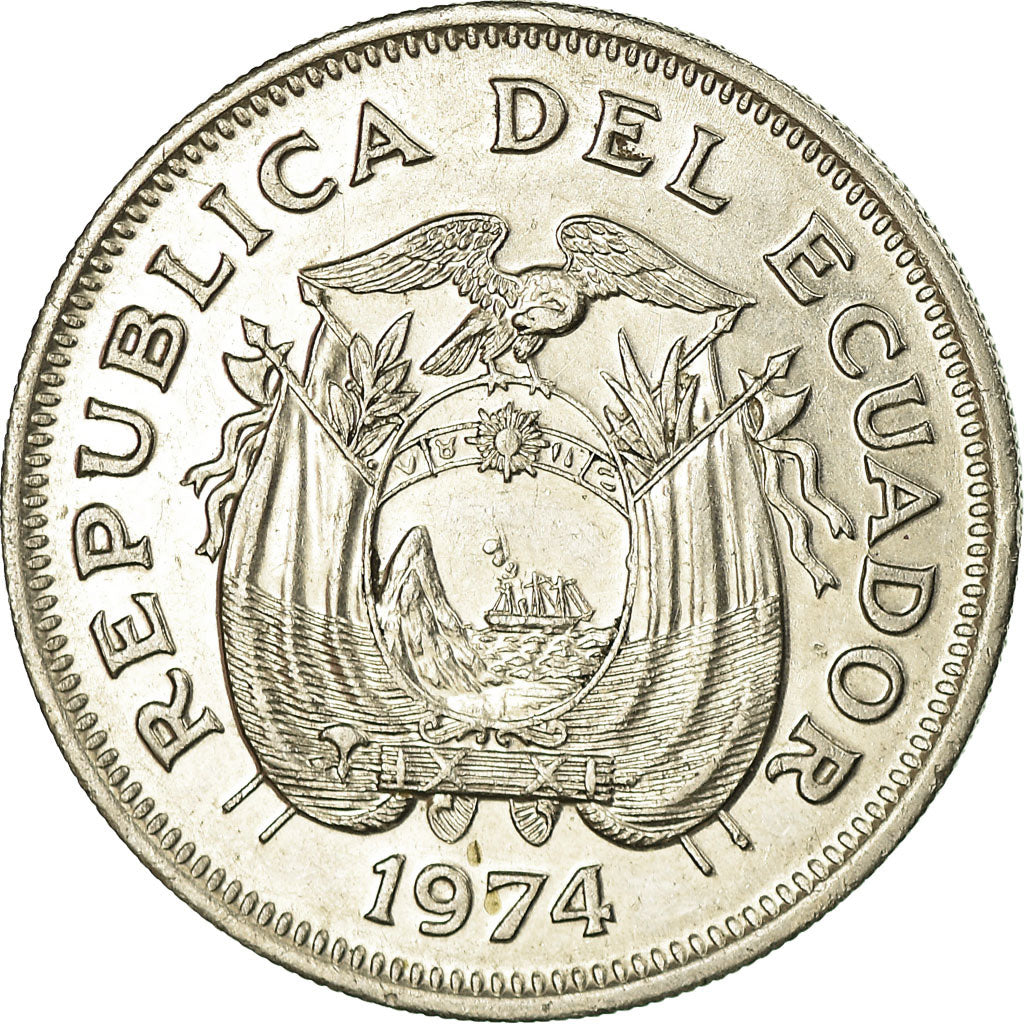Coin, Ecuador, Sucre, Un, 1974, AU(55-58), Nickel Clad Steel, KM:83