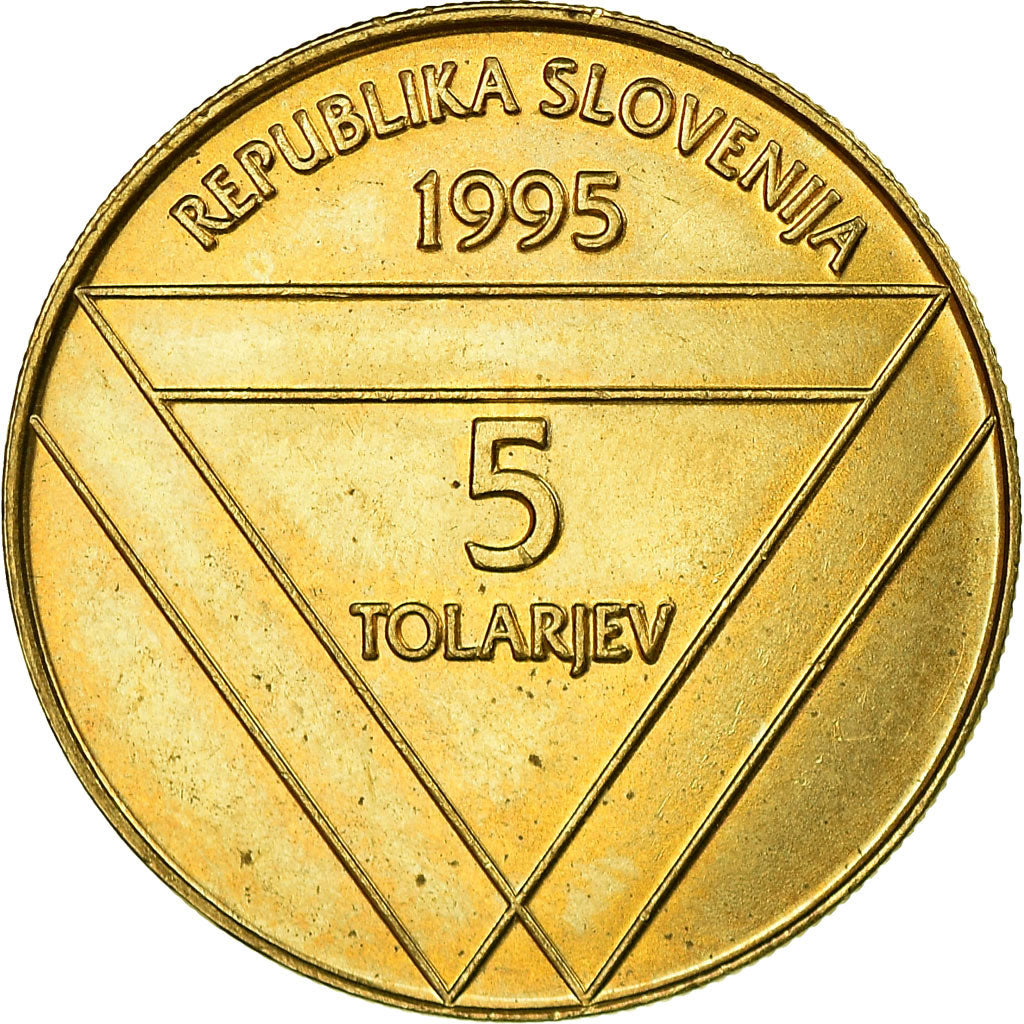 Moneta, Slovenia, 5 Tolarjev, 1995, SPL-, Nichel-ottone, KM:26
