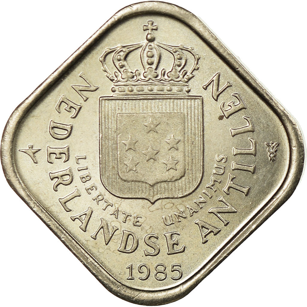 Moneta, Antyle Holenderskie, Juliana, 5 Cents, 1985, MS(63), Miedź-Nikiel