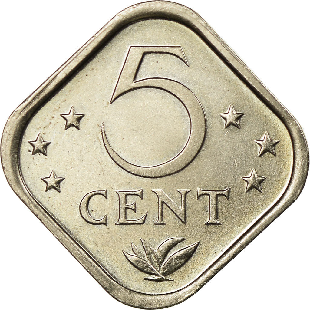 Moneta, Antyle Holenderskie, Juliana, 5 Cents, 1985, MS(63), Miedź-Nikiel