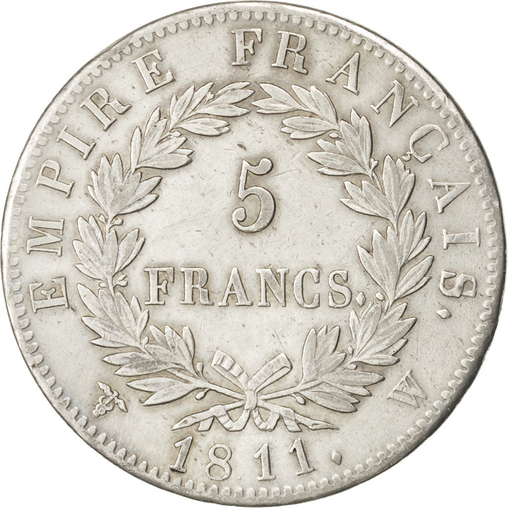 FRANCE, Napoléon I, 5 Francs, 1811, Lille, KM #694.16, EF(40-45), Silver, Gadour
