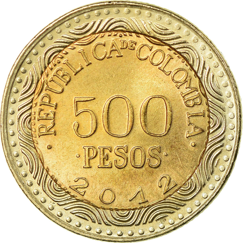 Moneda, Colombia, 500 Pesos, 2012, SC, Bimetálico, KM:298