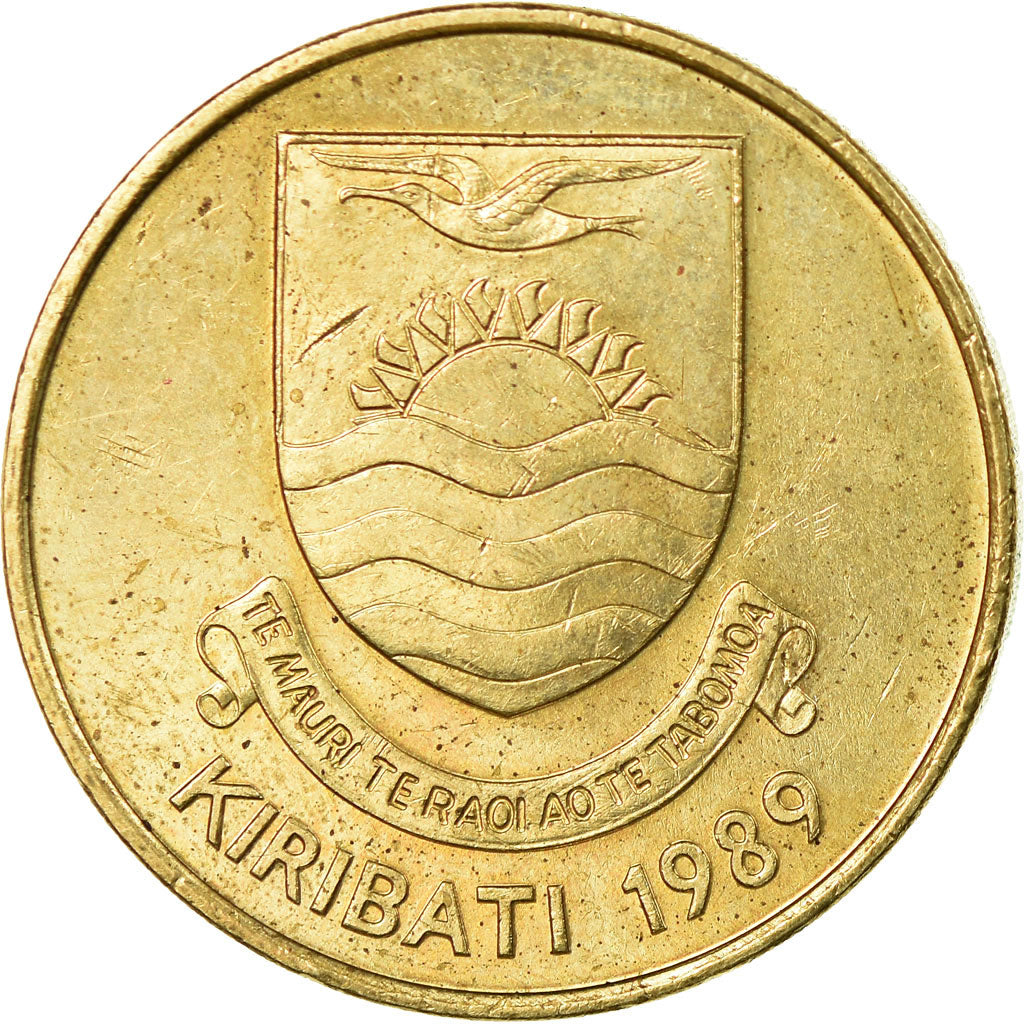 Moneda, Kiribati, 2 Dollars, 1989, British Royal Mint, MBC, Níquel - latón