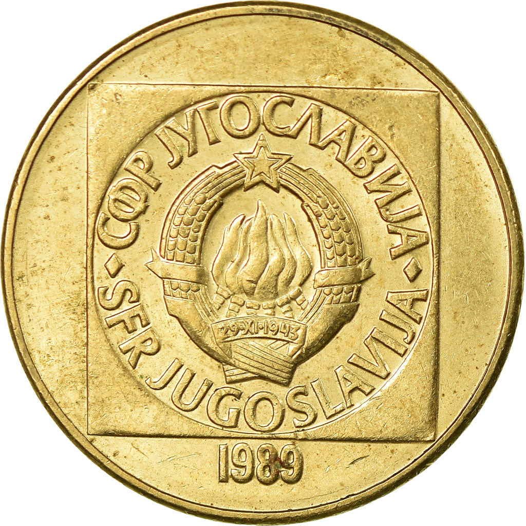 Moneta, Jugosławia, 100 Dinara, 1989, EF(40-45), Mosiądz, KM:134