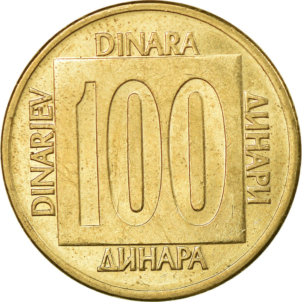 Moneta, Jugosławia, 100 Dinara, 1989, EF(40-45), Mosiądz, KM:134