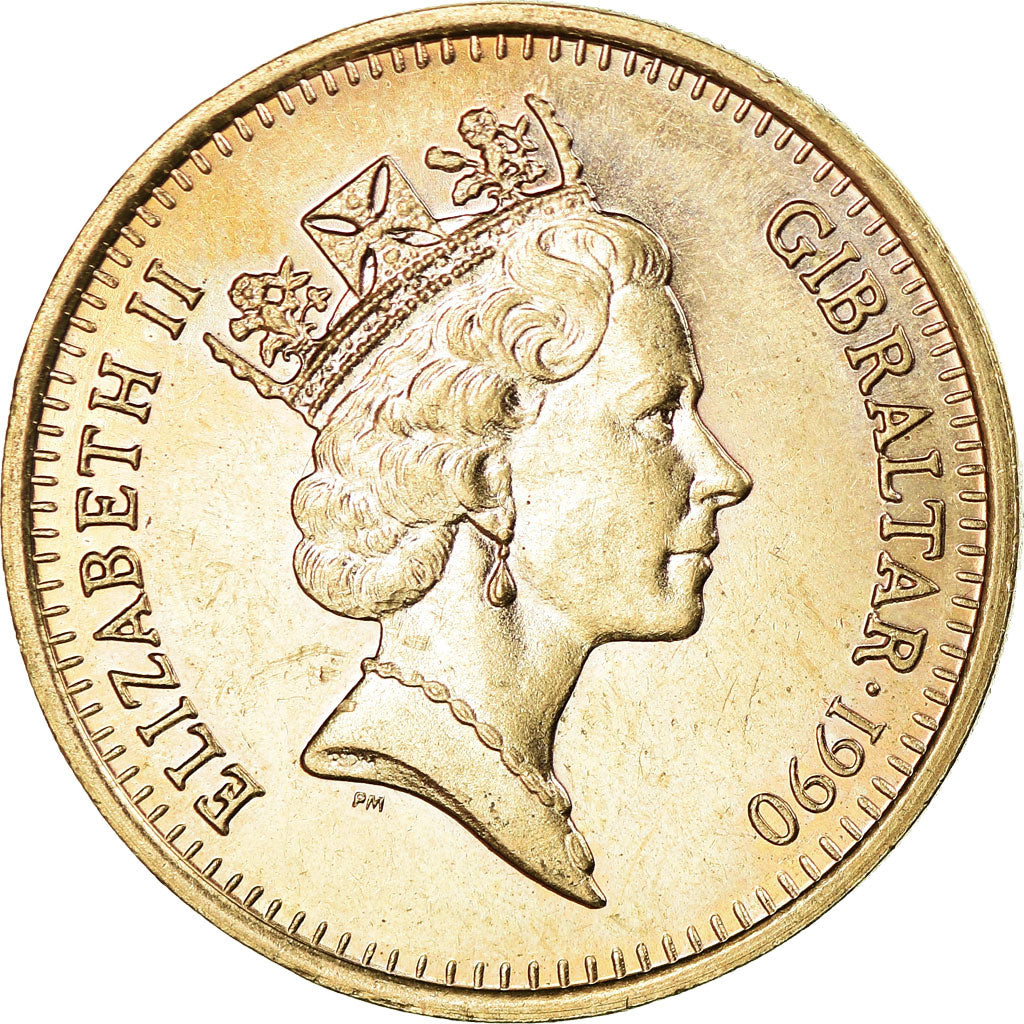 Monnaie, Gibraltar, Elizabeth II, 2 Pounds, 1990, SUP, Virenium, KM:24