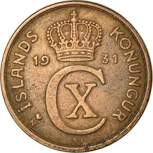 Coin, Iceland, Christian X, 2 Aurar, 1931, Copenhagen, EF(40-45), Bronze, KM:6.1