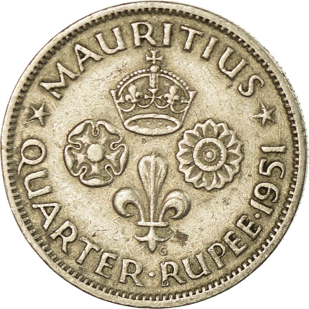 Moneta, Mauritius, George VI, 1/4 Rupee, 1951, EF(40-45), Miedź-Nikiel, KM:27
