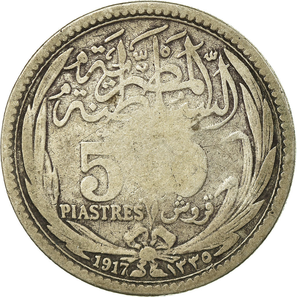 Coin, Egypt, Hussein Kamil, 5 Piastres, 1917/AH1335, VF(30-35), Silver, KM:318.1
