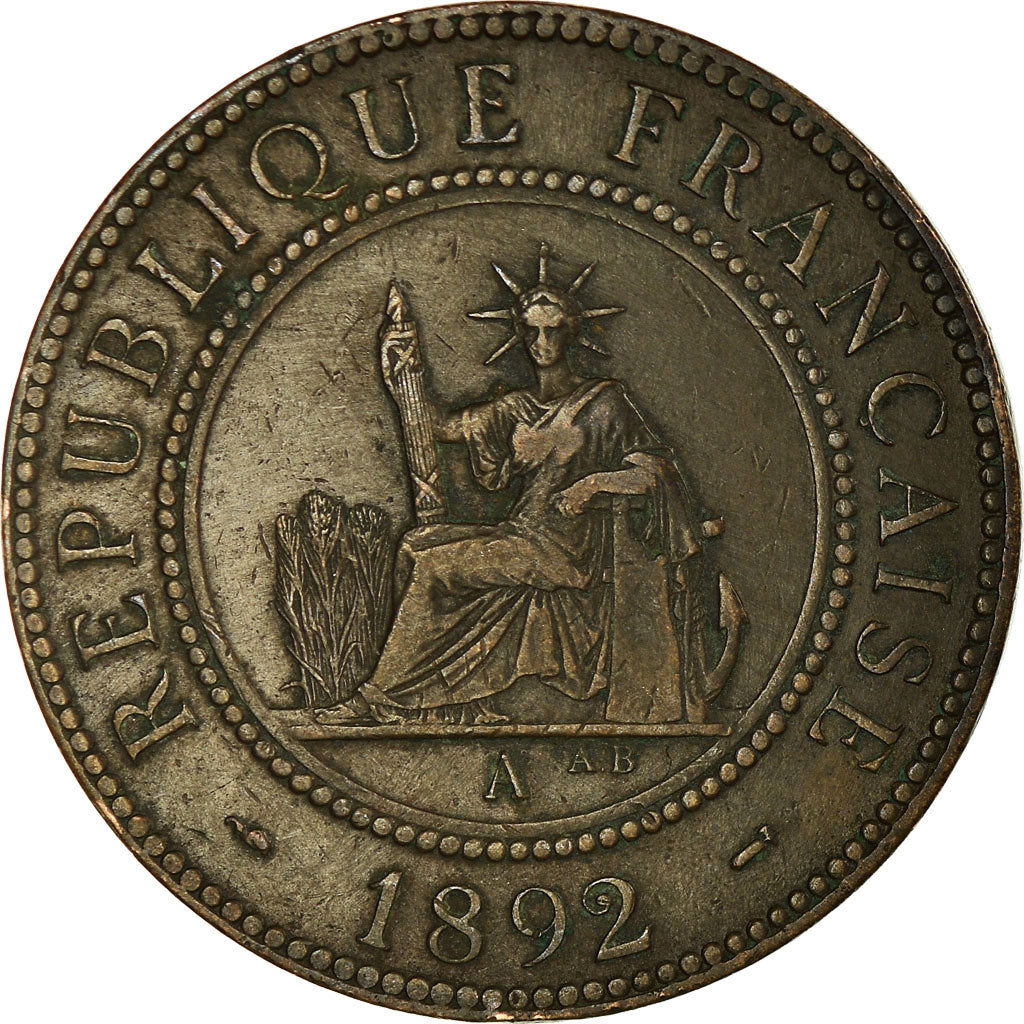 Coin, FRENCH INDO-CHINA, Cent, 1892, Paris, VF(30-35), Bronze, KM:1