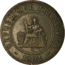 Coin, FRENCH INDO-CHINA, Cent, 1892, Paris, VF(30-35), Bronze, KM:1