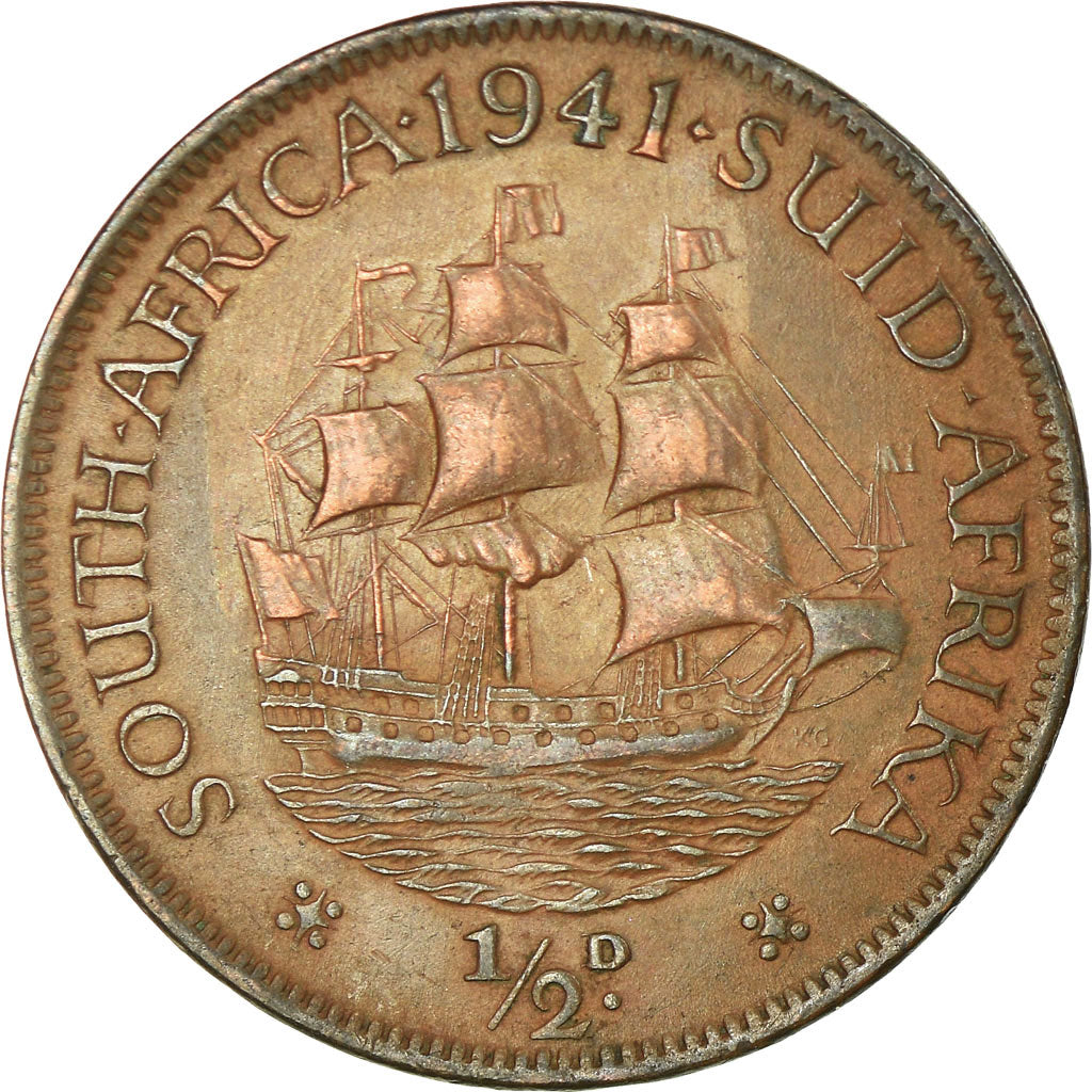 Coin, South Africa, George VI, 1/2 Penny, 1941, EF(40-45), Bronze, KM:24