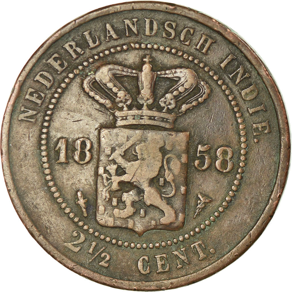 Coin, NETHERLANDS EAST INDIES, Wilhelmina I, 2-1/2 Cents, 1858, Utrecht