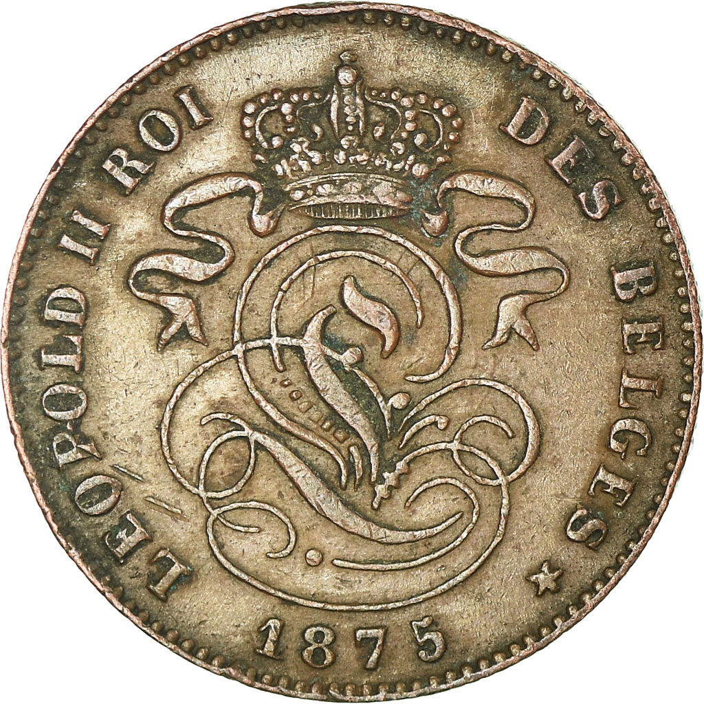 Coin, Belgium, Leopold II, 2 Centimes, 1875, AU(55-58), Copper, KM:35.1
