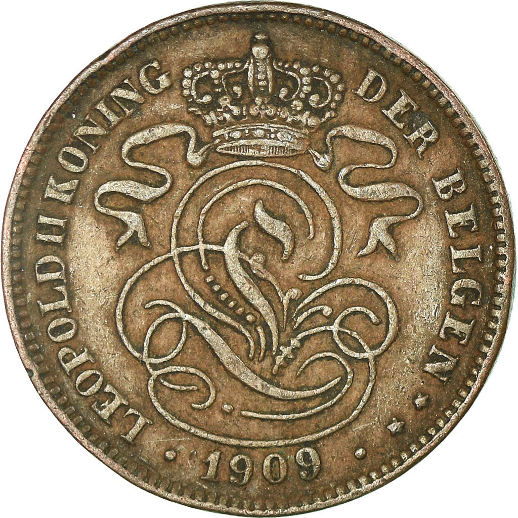 Moeda, Bélgica, 2 Centimes, 1909, EF(40-45), Cobre, KM:36