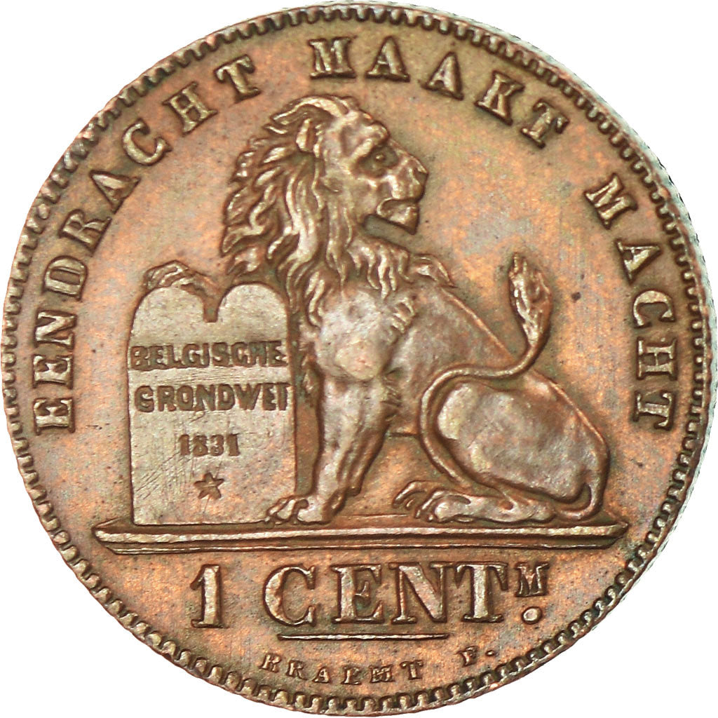 Coin, Belgium, Leopold II, Centime, 1894, AU(55-58), Copper, KM:34.1